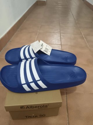 Ciabatte Adidas Adilette Taglia 54 Blu/Bianco