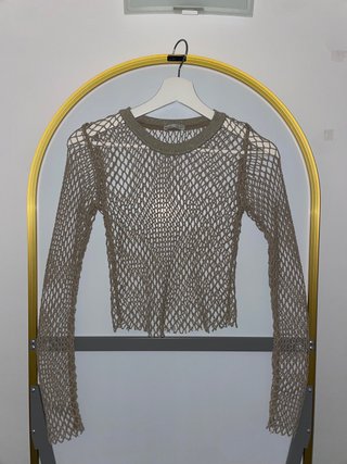 Camiseta rejilla dorada manga larga S