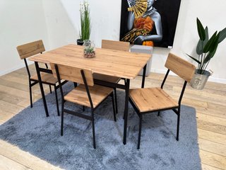 Mesa Comedor Madera y Metal con 4 Sillas