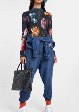 Jersey Desigual floral negro multicolor