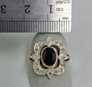 Anillo zafiro natural y Diamantes