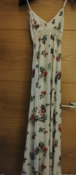 Vestido largo blanco floral