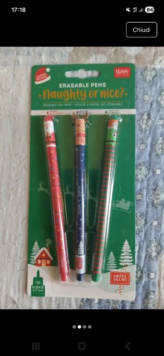 Set 3 Penne Cancellabili Legami Natale