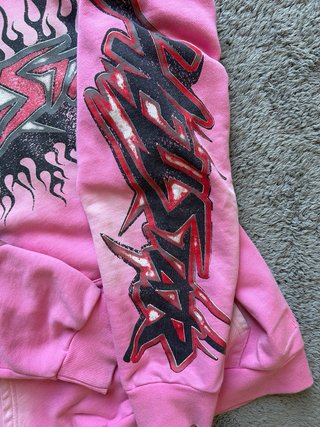 Felpa Hellstar Rosa con Grafica Fiamme