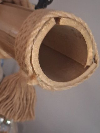 Lámpara colgante rústica madera y cuerda