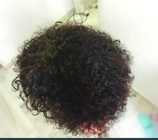 Peluca Bob Rizada de Cabello Humano con Flequillo