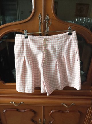 Pantalón corto cuadros rosa y blanco