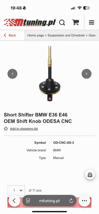 Shortshifter BMW E36 E46 Mtuning