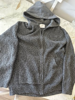 Sudadera Zara Gris con Capucha y Cremallera