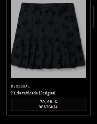 Falda Desigual gris tableada con flores