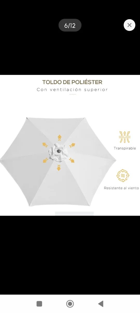 Sombrilla terraza 260x235cm