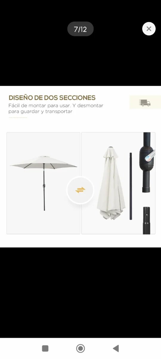 Sombrilla terraza 260x235cm