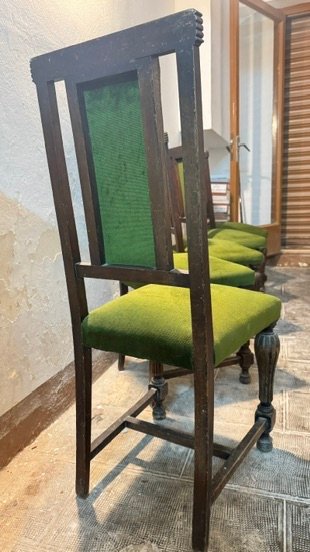 Juego 5 Sillas Comedor Madera y Terciopelo