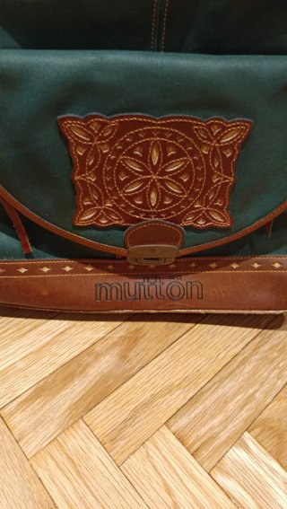 Bolsa Maleta Vintage Cuero Marrón y Verde