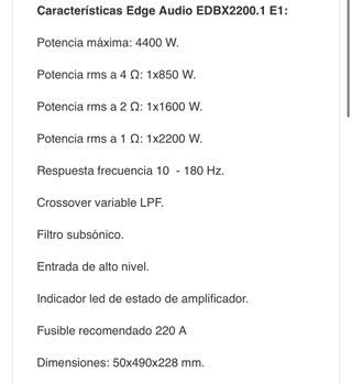 Amplificador EDGE audio EDBX 2200 Negro/Plata