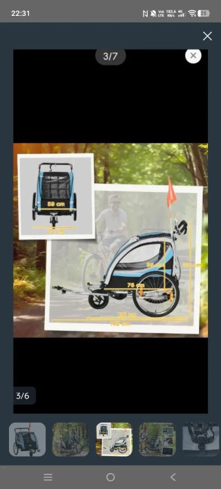 Carrito para bicicleta azul y negro