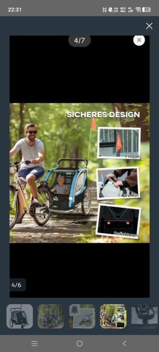 Carrito para bicicleta azul y negro