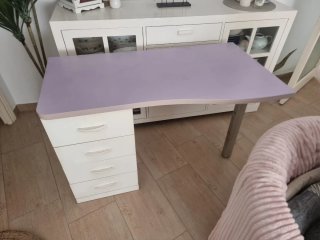 Escritorio juvenil morado y blanco