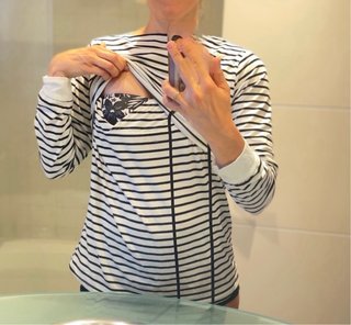 Camisetas Lactancia Rayas Azul y Blanco