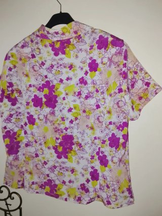 Blusa Talla 48 Gasa Estampada Mujer Cierre Botones