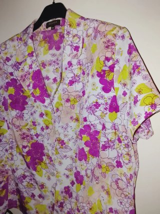 Blusa Talla 48 Gasa Estampada Mujer Cierre Botones