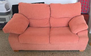 Sofá 2 plazas rosa, fundas lavadas