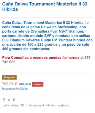 2 Cañas  Daiwa Tournament Masterise 33 425H