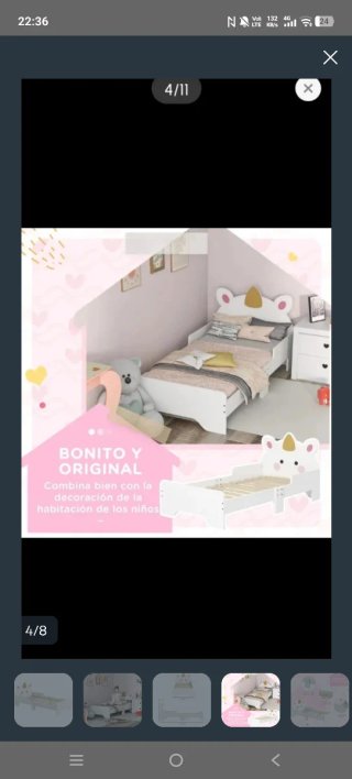 Cama infantil unicornio madera