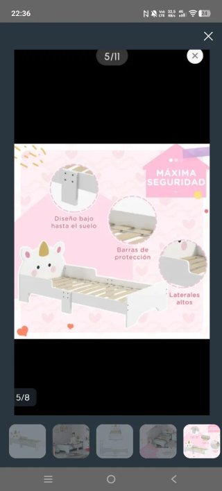 Cama infantil unicornio madera