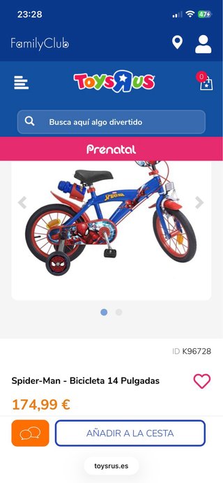 Bicicleta Spiderman 12 con ruedines