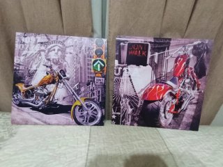 Set 2 Quadri Motos Custom New York, Med. 40*40