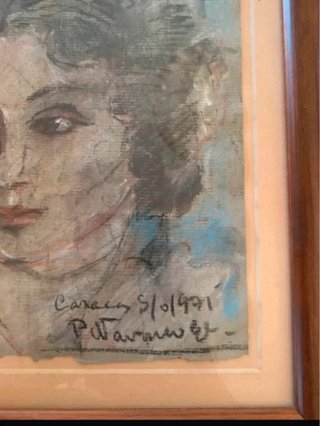 Cuadro de autor 1971 - retrato rostro mujer