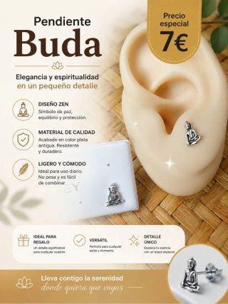 Pendientes Buda Plata Ley 925