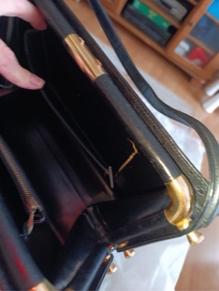 Bolso vintage piel avestruz negro