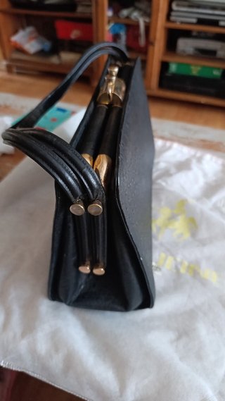 Bolso vintage piel avestruz negro
