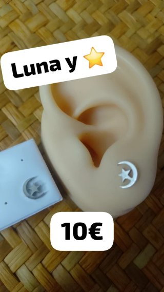 Pendientes Luna y Estrella Plata Ley