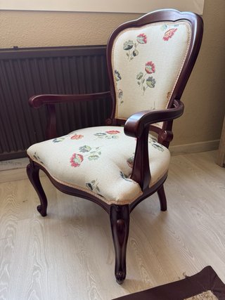 Silla Vintage Madera Maciza Floral