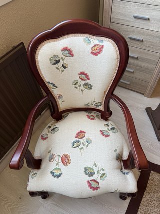 Silla Vintage Madera Maciza Floral