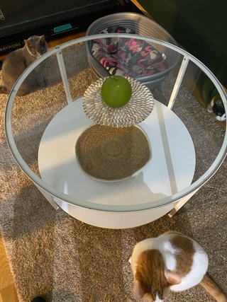 Mesa Ikea Cristal y Metal Blanca