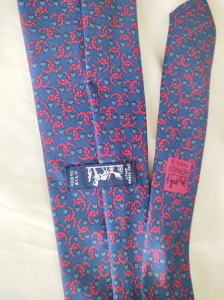 Corbata Hermes Seda Azul y Rojo