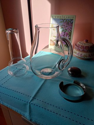 Caraffa porta ghiaccio in vetro e metallo