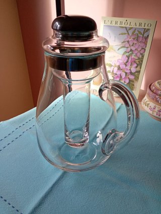 Caraffa porta ghiaccio in vetro e metallo