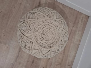 Puff Asiento Crochet Beige Algodón