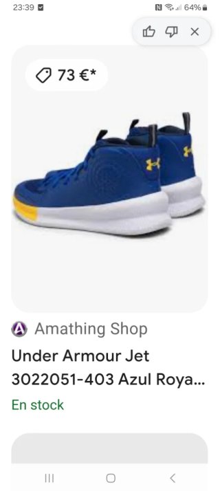 Zapatos Baloncesto Under Armour Azul/Amarillo 42.5