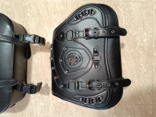 Alforjas Moto Custom Cuero Negro
