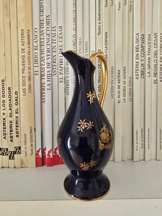 Jarra Limoges Porcelana Azul Cobalto Oro 22k