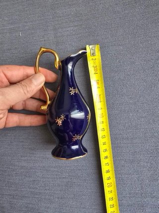 Jarra Limoges Porcelana Azul Cobalto Oro 22k