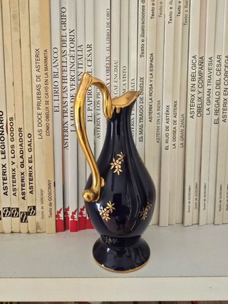 Jarra Limoges Porcelana Azul Cobalto Oro 22k