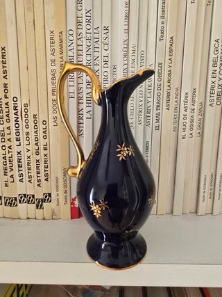 Jarra Limoges Porcelana Azul Cobalto Oro 22k