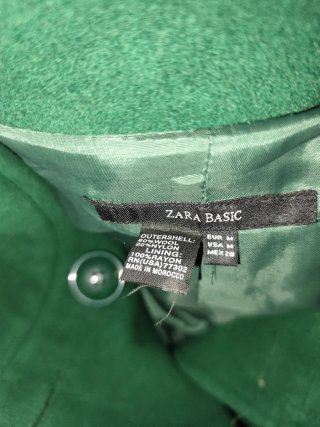 Abrigo Zara Lana Talla M Verde Esmeralda